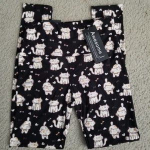 Awesome J kitty cat leggings OS NWT
